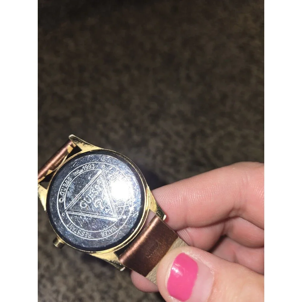 Guess Watch Vintange 1993 Tan Gold 3D Numbers Made In Japan Needs Battery